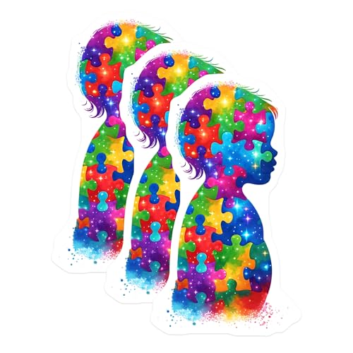 (3 Pack) Autism Awareness Decals - Puzzle Piece Stickers - Neurodiversity Laptop Decal - 3 Inches On Longest Side - Easy Peel & Apply - Made in USA - 3MCS6669