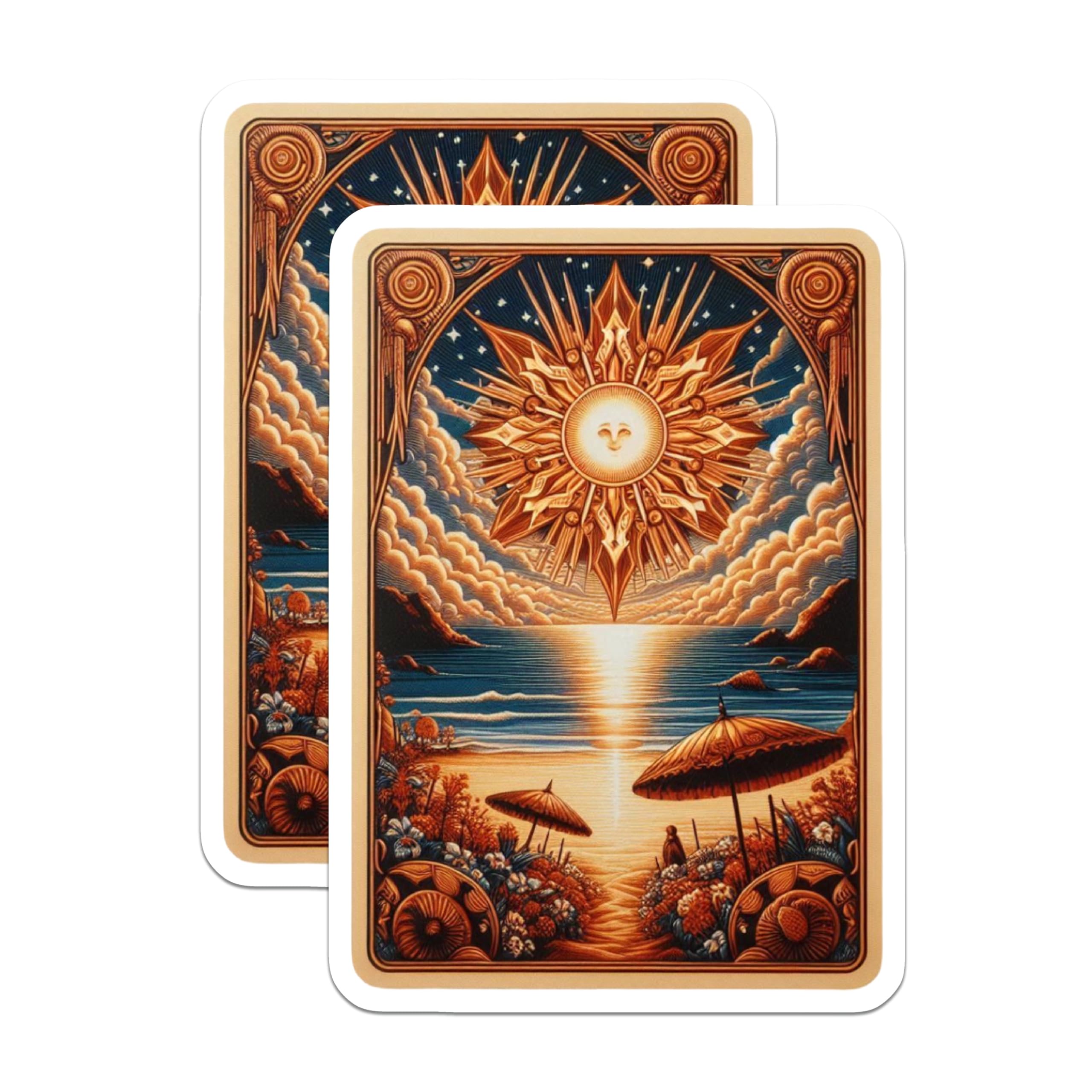 (2 Pack) Sun Beach Magnets - Ocean Scenery Decor - Summer Vacation Souvenirs - 5" On Longest Side - Premium Magnet - for Cars, Refrigerators, Toolboxes, Lockers - Made in USA - MAG15248