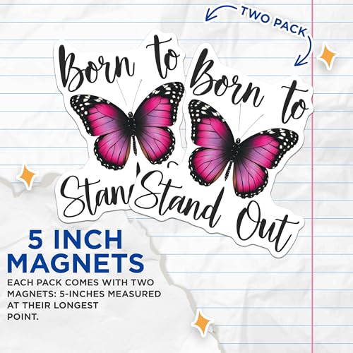 (2 Pack) Butterfly Quote Magnets Magnets - Motivational Fridge Magnet - Inspirational Home Decor - 5" On Longest Side - Made in USA - Sticks to Refrigerators & Metal Surfaces - MAG8619