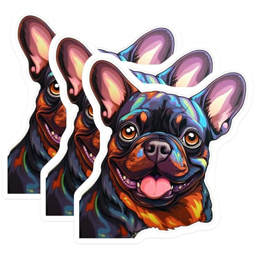 (3 Pack) French Bulldog Decals - Cute Dog Stickers - Laptop Decals - 3 Inches On Longest Side - Easy Peel & Apply - Made in USA - 3MCS2724