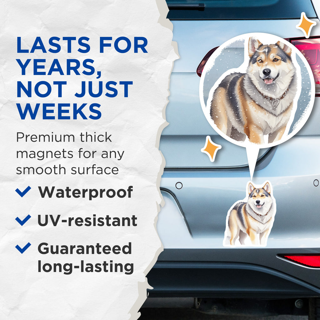 (2 Pack) Watercolor Dog Magnets - Cute Husky Art - Pet Lover Fridge Decor - Dog Mom Kennel Accent - 5 Inches On Longest Side - Thick Durable Magnet - Made in USA - MAG38975