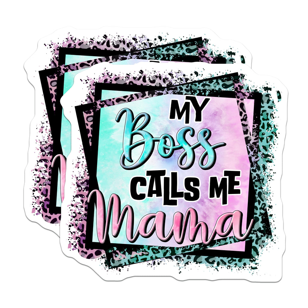 (2 Pack) My Boss Calls Me Mama Magnets - Funny Mom Life - Working Mom Humor - Trendy Leopard Print - Sassy Refrigerator Decor - 5 Inches On Longest Side - Thick Durable Magnet - Made in USA - MAG36819
