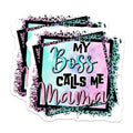(2 Pack) My Boss Calls Me Mama Magnets - Funny Mom Life - Working Mom Humor - Trendy Leopard Print - Sassy Refrigerator Decor - 5 Inches On Longest Side - Thick Durable Magnet - Made in USA - MAG36819