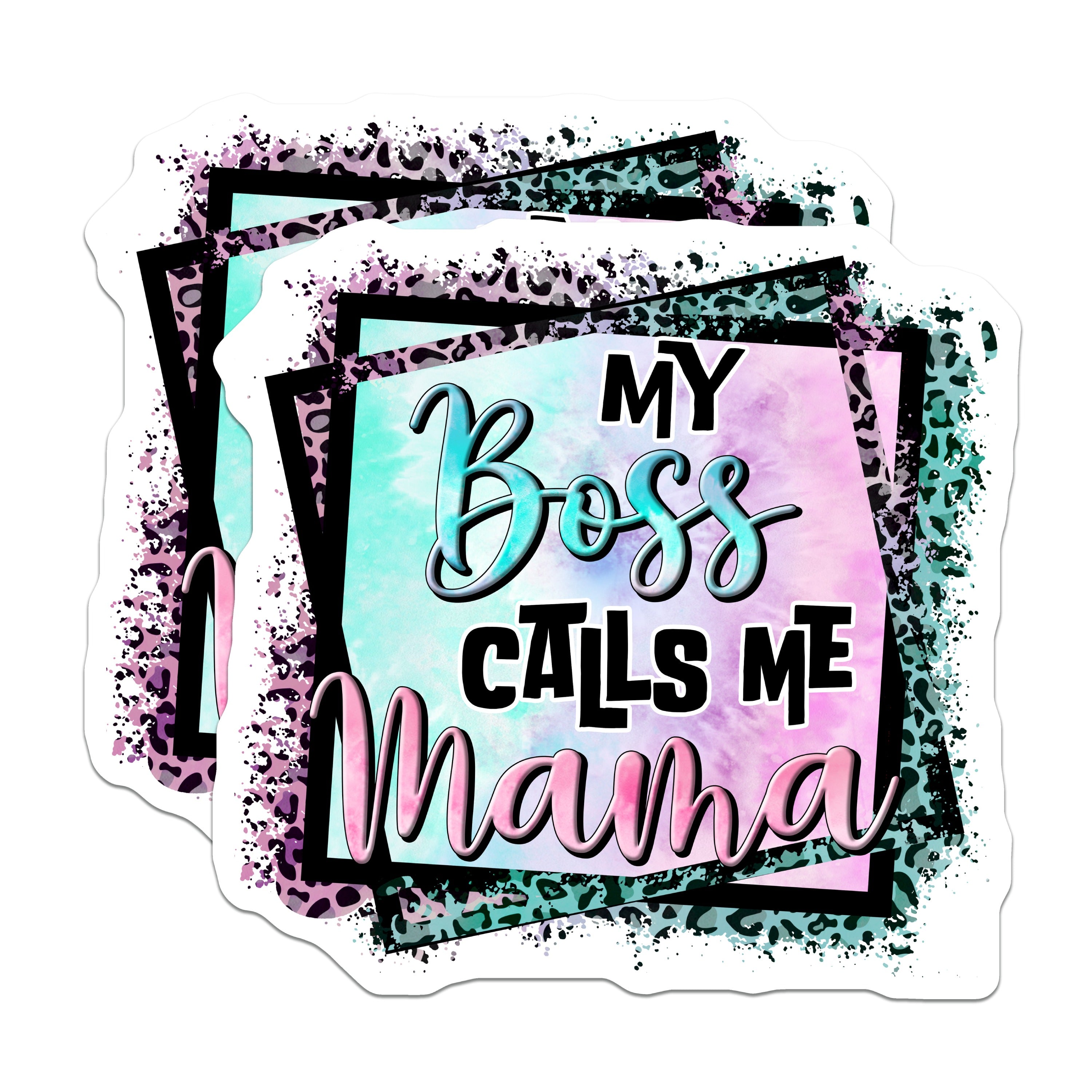 (2 Pack) My Boss Calls Me Mama Magnets - Funny Mom Life - Working Mom Humor - Trendy Leopard Print - Sassy Refrigerator Decor - 5 Inches On Longest Side - Thick Durable Magnet - Made in USA - MAG36819