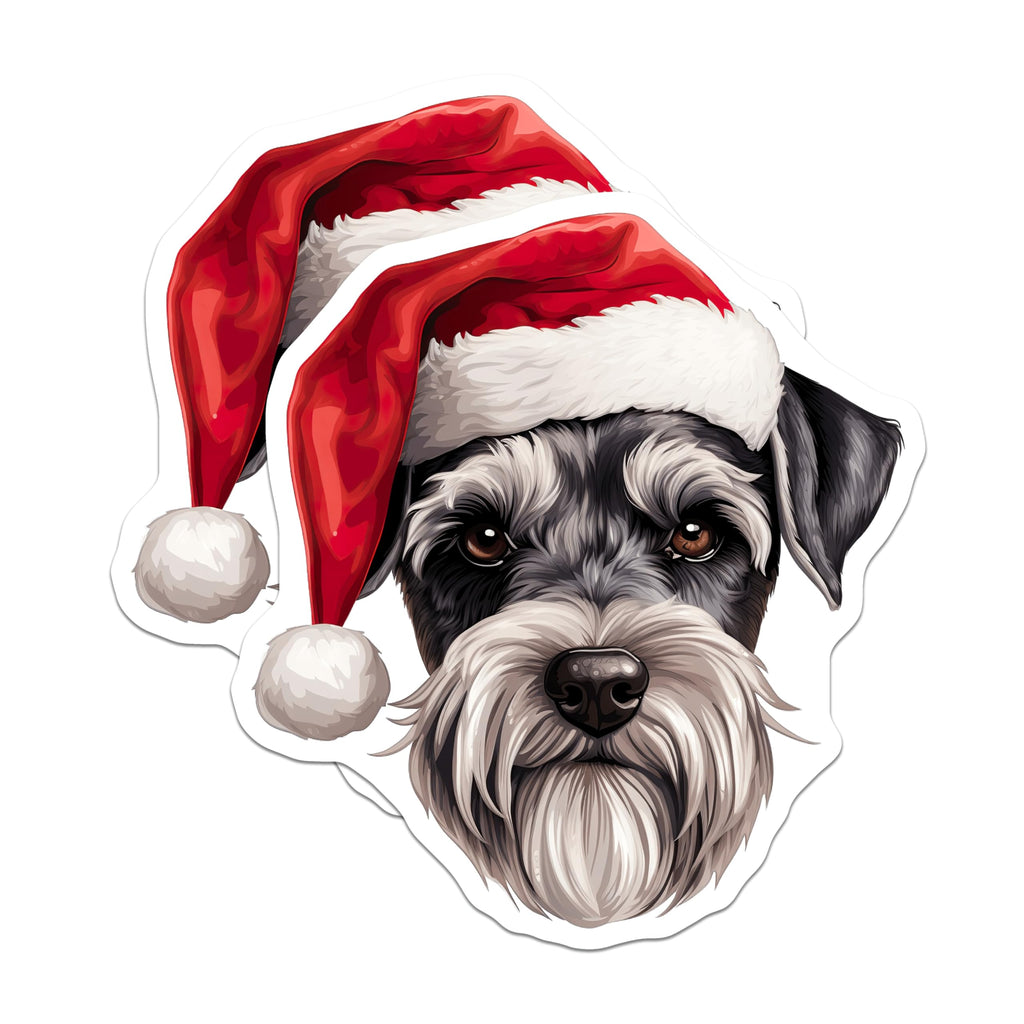 (2 Pack) Schnauzer Christmas Magnets - Dog Holiday Decor - Pet Lover Refrigerator Accessory - 5 Inches On Longest Side - Thick Durable Magnet - Made in USA - MAG26956