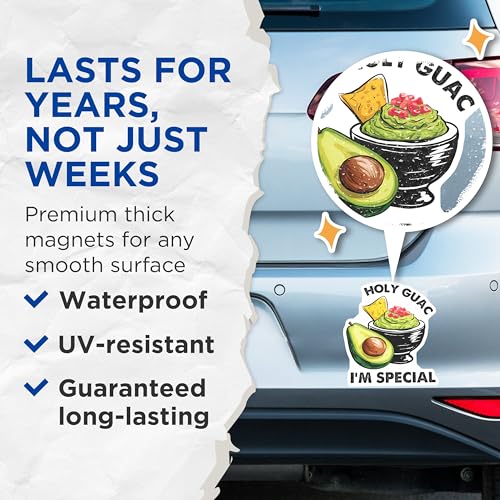 (2 Pack) Holy Guac I m Special Magnets Magnets - Funny Kitchen Magnet Decor - Avocado Lover Magnet Set - 5" On Longest Side - Made in USA - Sticks to Refrigerators & Metal Surfaces - MAG8389