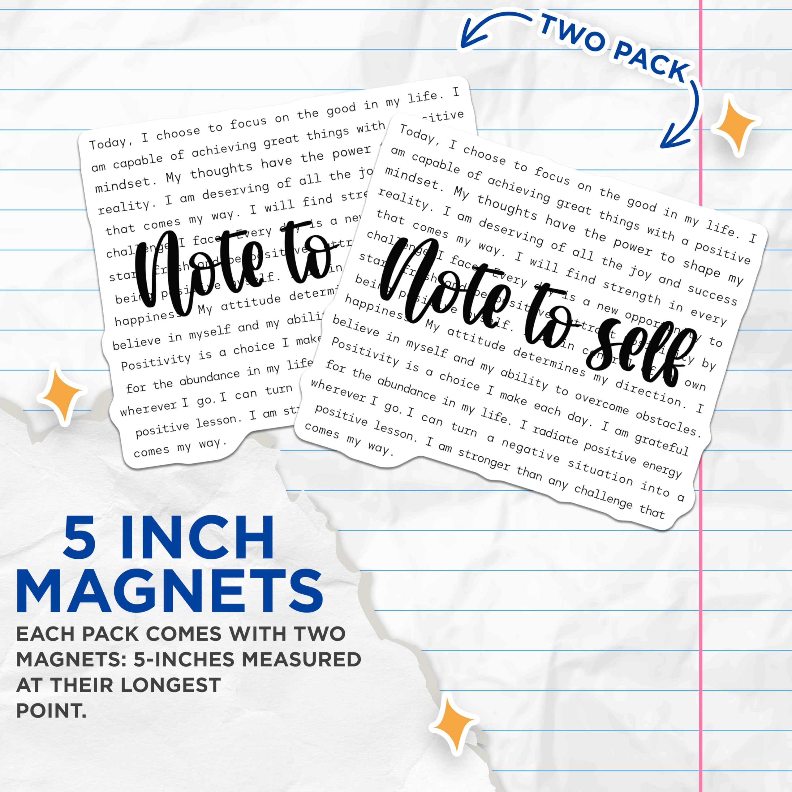 (2 Pack) Daily Positive Affirmation Magnets - Self Care Manifestation Reminder - Empowering Inspiration Decor - 5 Inches On Longest Side - Thick Durable Magnet - Made in USA - MAG28243