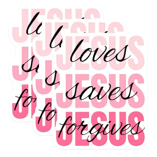 (3 Pack) Jesus Loves Decals - Religious Decal - Christian Decal - 3 Inches On Longest Side - Easy Peel & Apply - Made in USA - 3MCS7689