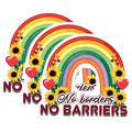 (3 Pack) No Borders No Barriers Decals - Rainbow Sunflower Sticker - Laptop Decal - 3 Inches On Longest Side - Easy Peel & Apply - Made in USA - 3MCS7958