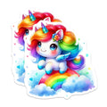 (2 Pack) Cute Unicorn Rainbow Magnets - Kawaii Fantasy Decor - Kids Room Locker Magnets - 5 Inches On Longest Side - Thick Durable Magnet - Made in USA - MAG37696