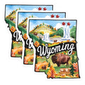 (3 Pack) Wyoming Decals - Yellowstone - Bison Decals - State Pride Decal- 3 Inches On Longest Side - Easy Peel & Apply - Made in USA - 3MCS5044
