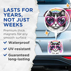 (2 Pack) Stay Away Cat Magnets - Cute Cat Magnets - Rainbow Cat Magnets - Heart Glasses Cat Magnets - 5" On Longest Side - for Cars, Fridges, Toolboxes - Made in USA - MAG4588