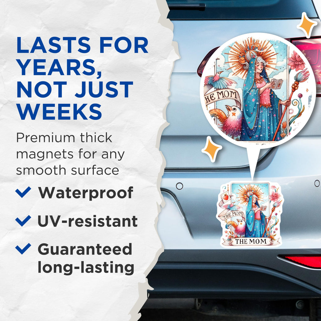 (2 Pack) Mom Tarot Card Magnets - Divine Mother Art - Whimsical Maternal Decor - 5 Inches On Longest Side - Thick Durable Magnet - Made in USA - MAG23039