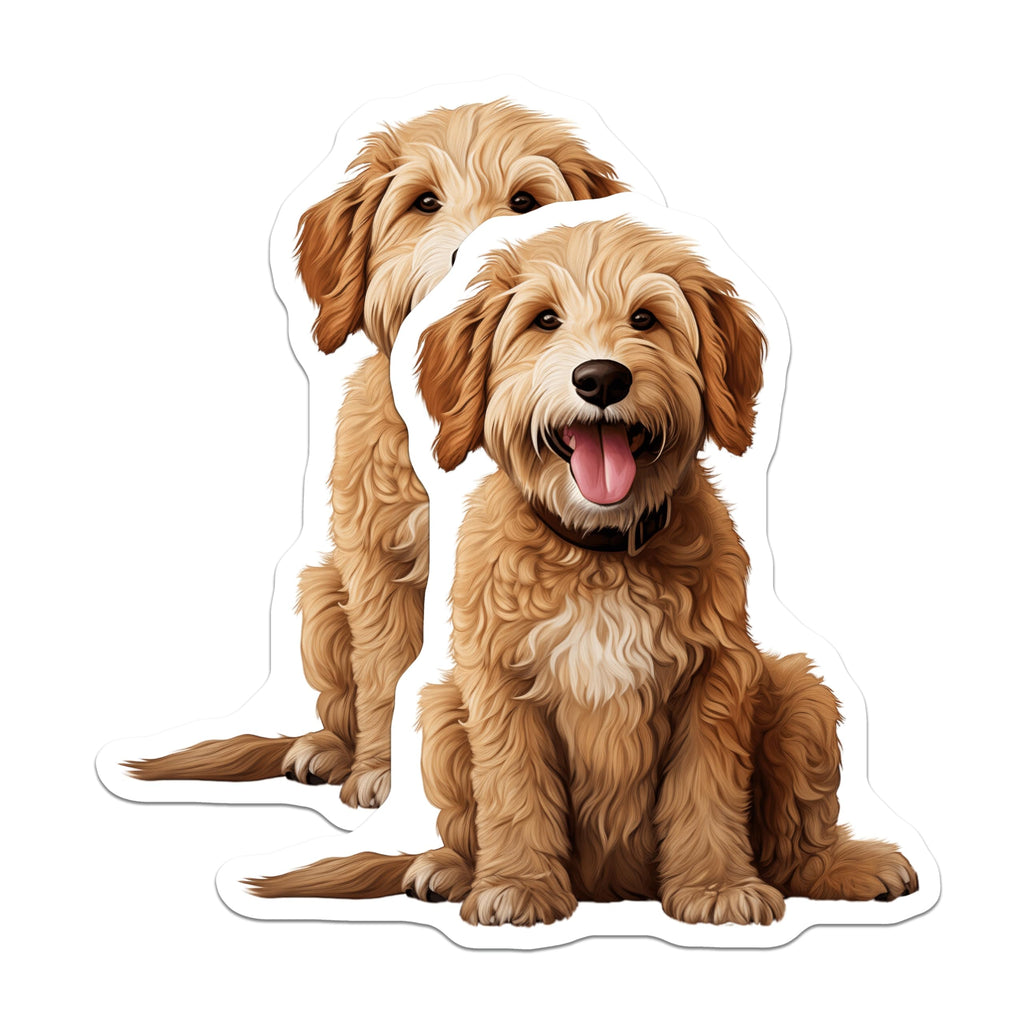(2 Pack) Goldendoodle Dog Magnets - Happy Puppy Pet Lover Decor - Animal Refrigerator Locker Accessory - 5 Inches On Longest Side - Thick Durable Magnet - Made in USA - MAG30358