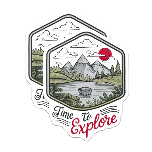 (2 Pack) Time to Explore Magnets - Nature Adventure - Hiking Scene - Mountain Magnet - Outdoor Exploration - 5" On Longest Side - for Cars, Fridges, Toolboxes - Made in USA - MAG4061