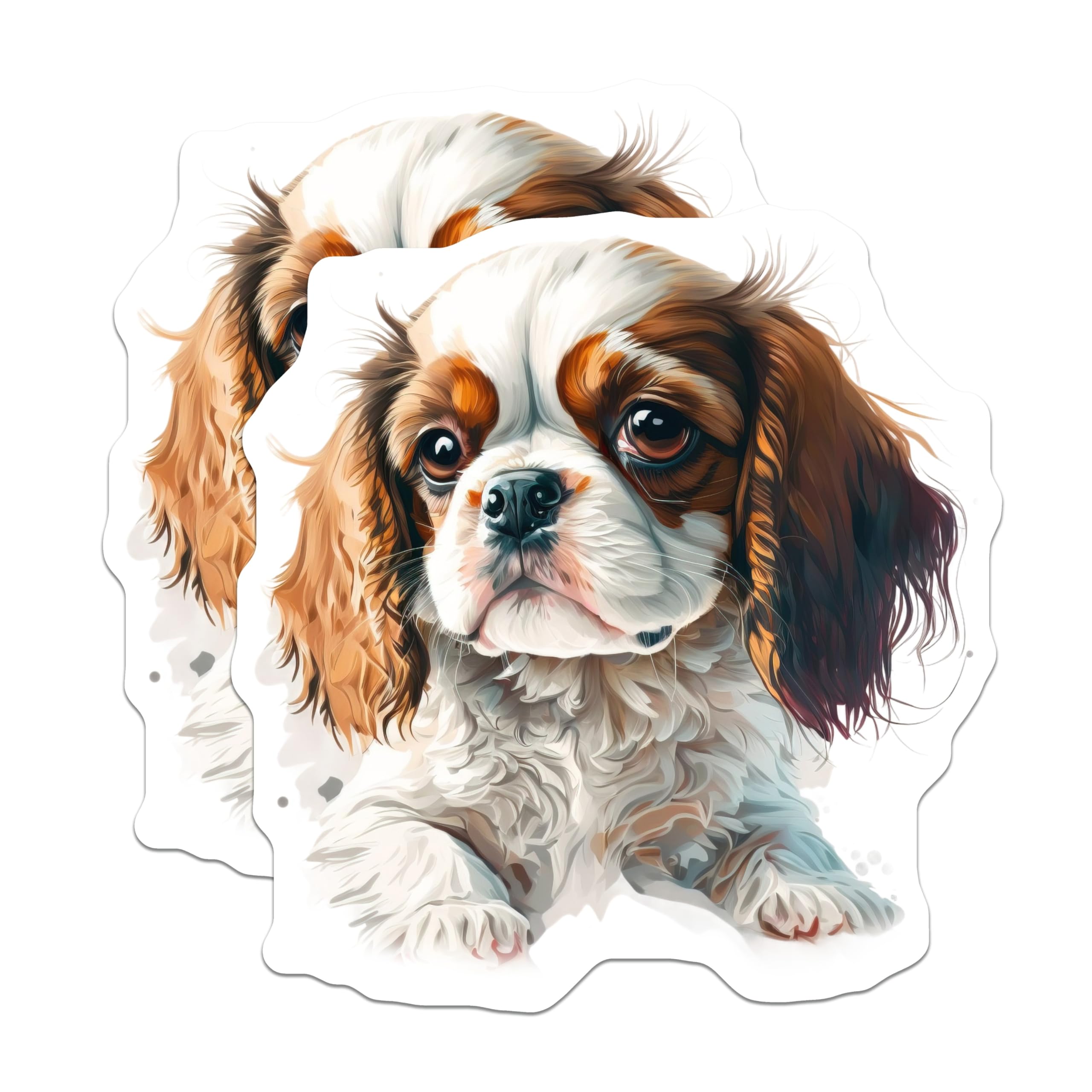 (2 Pack) Cavalier King Charles Magnets - Cute Puppy Blenheim Art - Pet Owner Refrigerator Decor - 5 Inches On Longest Side - Thick Durable Magnet - Made in USA - MAG30971