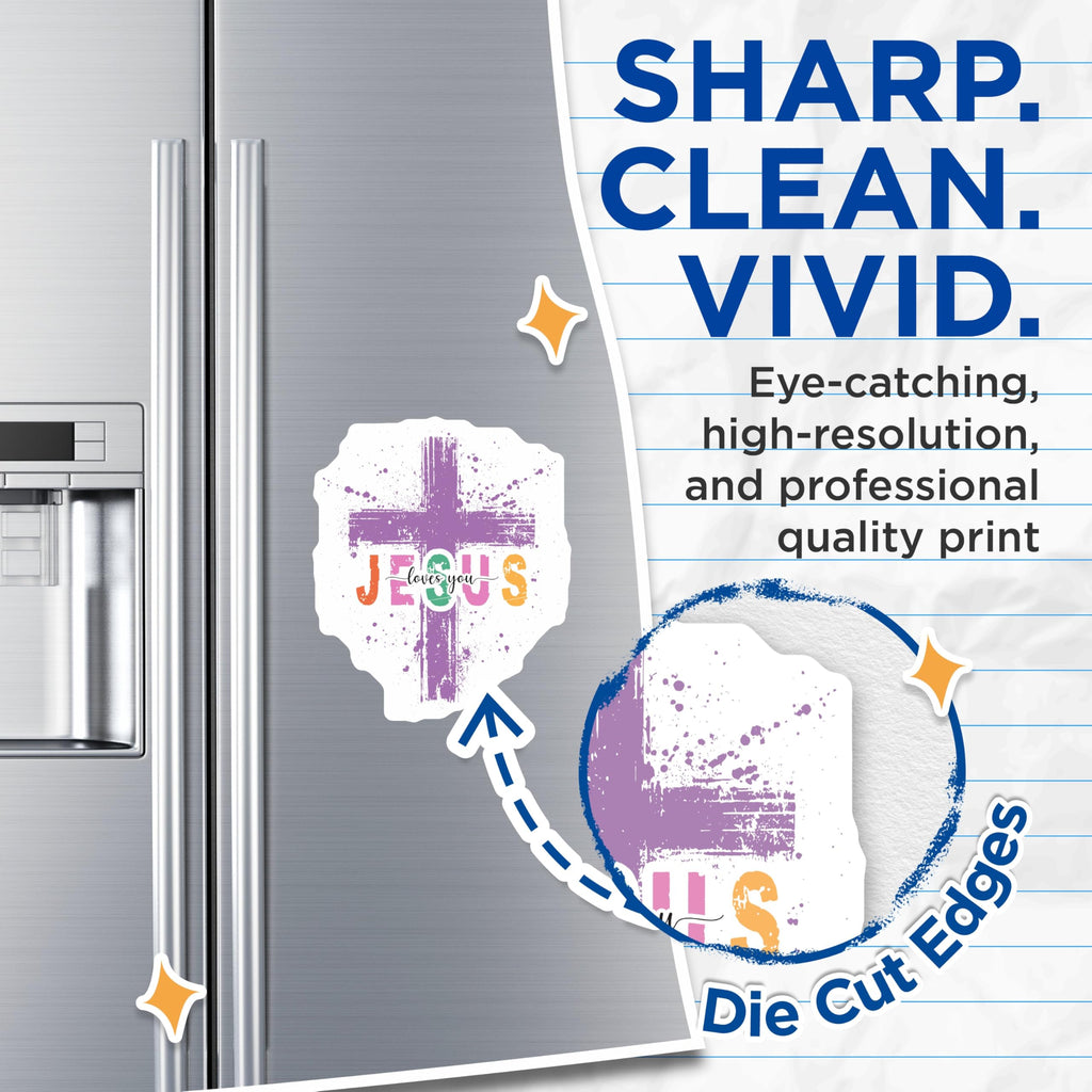 (2 Pack) Jesus Loves You Magnets - Christian Fridge Decor - Inspirational Faith Refrigerator Magnets - 5 Inches On Longest Side - Thick Durable Magnet - Made in USA - MAG29289
