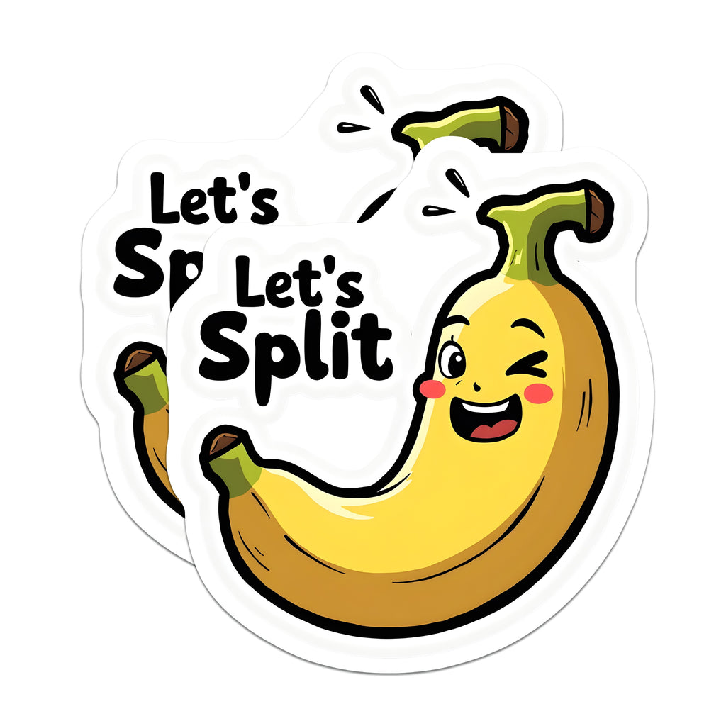 (2 Pack) Lets Split Banana Magnets - Kawaii Fruit Art - Refrigerator Locker Magnets - 5 Inches On Longest Side - Thick Durable Magnet - Made in USA - MAG37265
