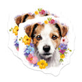 (2 Pack) Floral Dog Magnets - Cute Puppy Decor - Pet Lover Refrigerator Art - Jack Russell Theme - 5 Inches On Longest Side - Thick Durable Magnet - Made in USA - MAG28540
