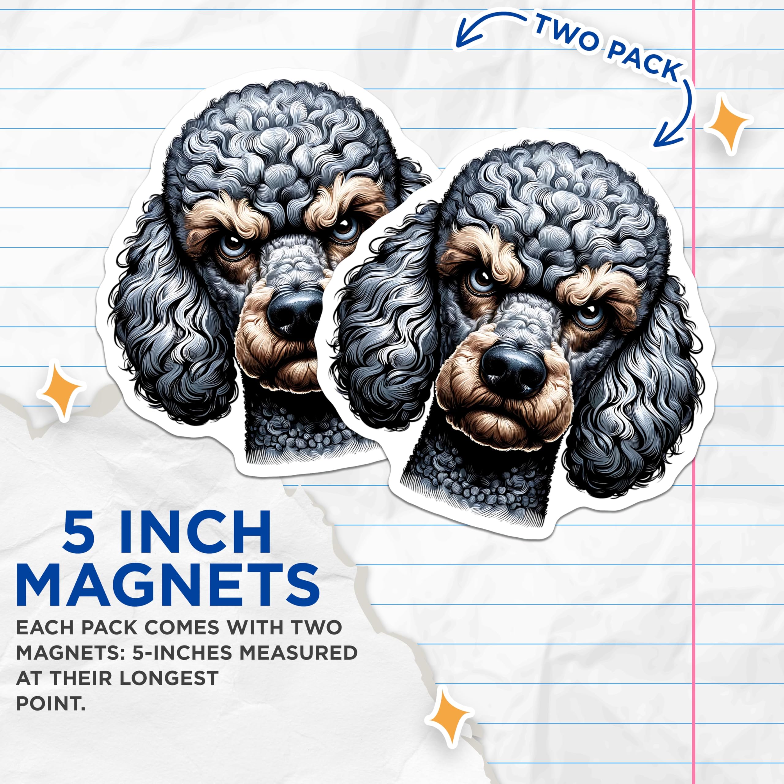 (2 Pack) Poodle Dog Magnets - Cute Dog Art - Refrigerator Magnets - Dog Lover Decorations - 5" On Longest Side - Premium Magnet - for Cars, Refrigerators, Toolboxes, Lockers - Made in USA - MAG15604