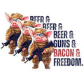 (3 Pack) Patriotic Pig Decals - Beer Guns Bacon - Funny Laptop Decals - 3 Inches On Longest Side - Easy Peel & Apply - Made in USA - 3MCS1085