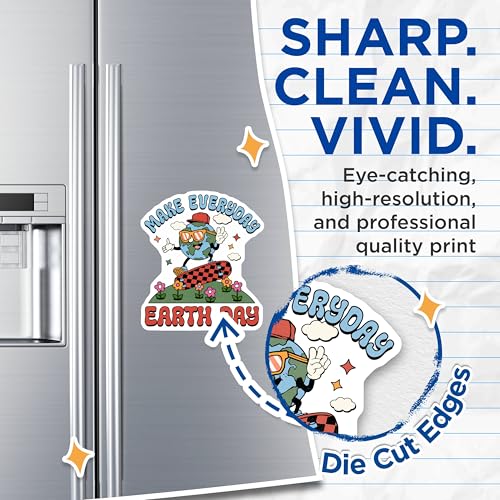 (2 Pack) Make Everyday Earth Day Magnets Magnets - Fun Earth Design - Environmental Awareness - 5" On Longest Side - Made in USA - Sticks to Refrigerators & Metal Surfaces - MAG8722