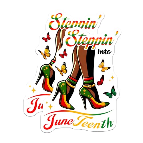 (2 Pack) Juneteenth Steppin' Into Magnets - High Heels Artwork - 5" On Longest Side - for Cars, Fridges, Toolboxes - Made in USA - MAG7355