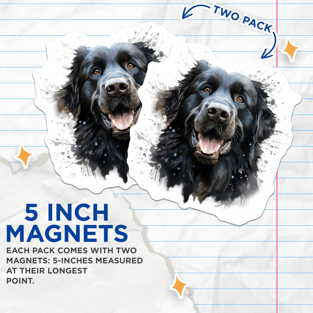 (2 Pack) Newfoundland Dog Magnets - Watercolor Dog Art - Dog Lover Home Decor - 5 Inches On Longest Side - Thick Durable Magnet - Made in USA - MAG26629