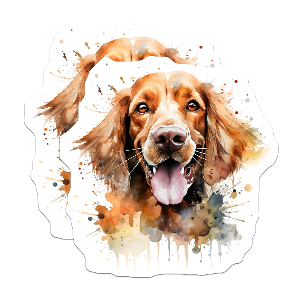 (2 Pack) Dog Watercolor Magnets - Happy Retriever Art - Pet Lover Fridge Decor - 5 Inches On Longest Side - Thick Durable Magnet - Made in USA - MAG25860