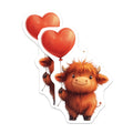(2 Pack) Cute Highland Cow Magnets - Adorable Farm Animal - Red Heart Balloon - Kawaii Refrigerator Decor - Rustic Kitchen Accessory - 5" - Durable Magnet - Made in USA - MAG37174