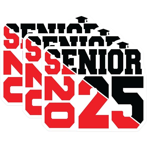 (3 Pack) Senior 2025 Decals - Graduation Year - Class of 2025-3 Inches On Longest Side - Easy Peel & Apply - Made in USA - 3MCS1880