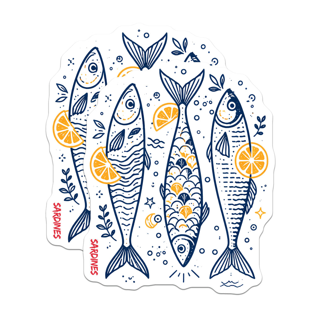 (2 Pack) Sardines Magnets - Mediterranean Kitchen Decor - Nautical Fish Fridge Art - 5 Inches On Longest Side - Thick Durable Magnet - Made in USA - MAG38486