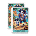 (2 Pack) The Explorer Pirate Magnets - Skull Pirate with Treasure Map - Fun Beach Adventure Skeleton Magnetic - 5" On Longest Side - for Cars, Fridges, Toolboxes - Made in USA - MAG4455