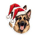 (2 Pack) German Shepherd Christmas Magnets - Santa Hat Dog - Holiday Fridge Decor - 5 Inches On Longest Side - Thick Durable Magnet - Made in USA - MAG25807