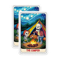 (2 Pack) Skull Camper Magnets - Camping-Themed Magnets - Skeleton Camping Scene - Fun Halloween Magnets - Unique Camping - 5" On Longest Side - for Cars, Fridges, Toolboxes - Made in USA - MAG4447