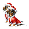 (2 Pack) Dachshund Christmas Magnets - Santa Dog Holiday Decor - Wiener Dog Pet Lover - 5 Inches On Longest Side - Thick Durable Magnet - Made in USA - MAG25411