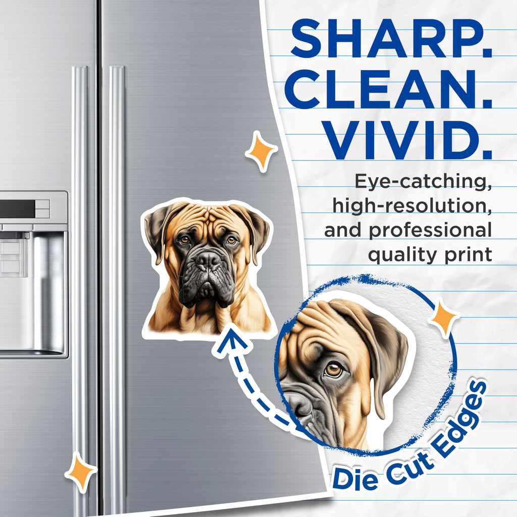 (2 Pack) Bullmastiff Magnets - Dog Breed Lover Decor - Pet Owner Kennel Accessories - Fridge Office Locker Display - 5 Inches On Longest Side - Thick Durable Magnet - Made in USA - MAG25029