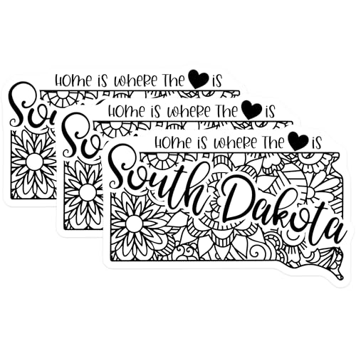 (3 Pack) South Dakota Decals - Home State - State Pride - 3 Inches On Longest Side - Easy Peel & Apply - Made in USA - 3MCS7855