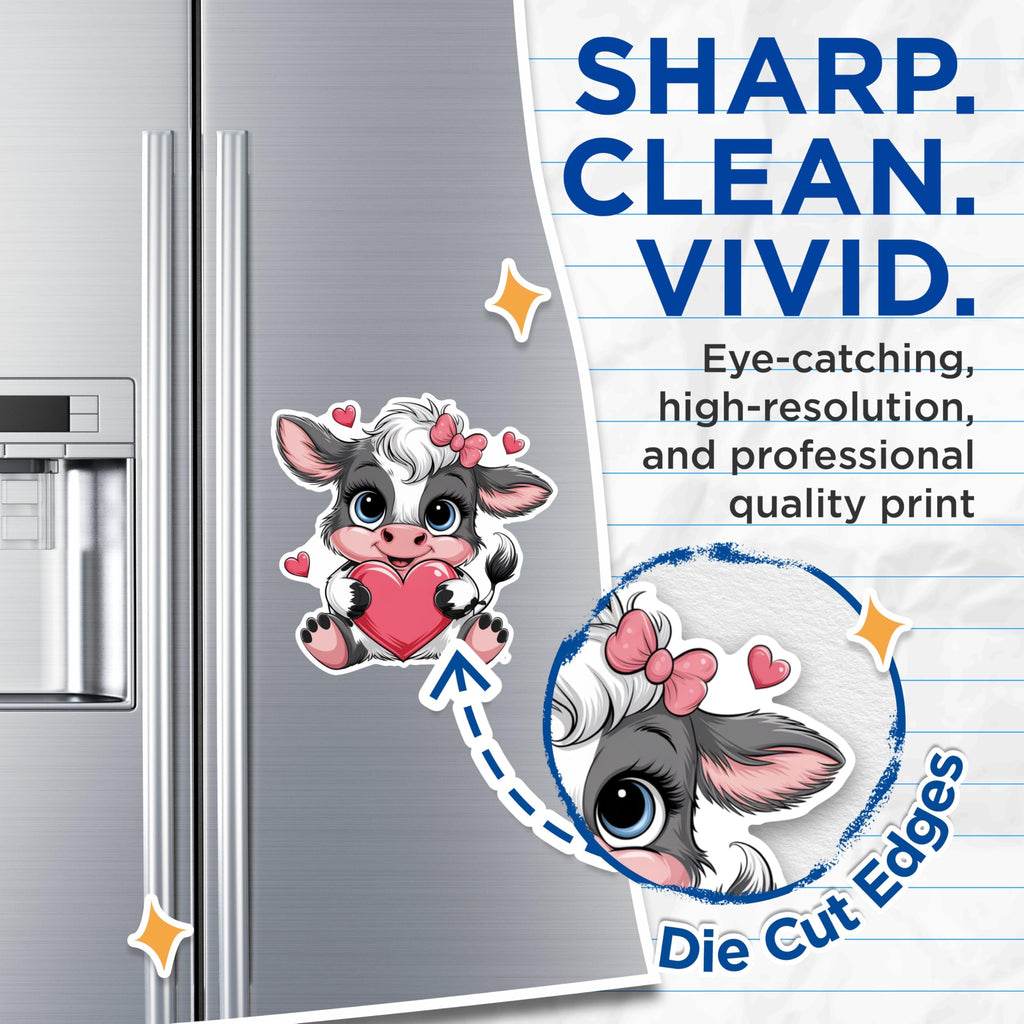 (2 Pack) Cute Cow Magnets - Love Heart Cow Magnets - Kawaii Animal Magnets- 5" On Longest Side - for Fridges, Toolboxes, Cars - Made in USA - MAG2881