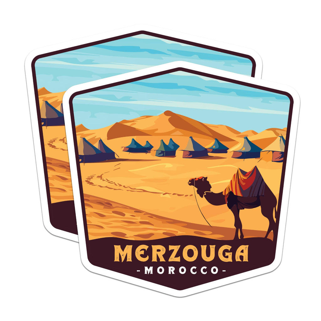 (2 Pack) Merzouga Morocco Magnets - Desert Camel Scene - Travel Adventure Art - 5 Inches On Longest Side - Thick Durable Magnet - Made in USA - MAG19670