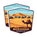 (2 Pack) Merzouga Morocco Magnets - Desert Camel Scene - Travel Adventure Art - 5 Inches On Longest Side - Thick Durable Magnet - Made in USA - MAG19670