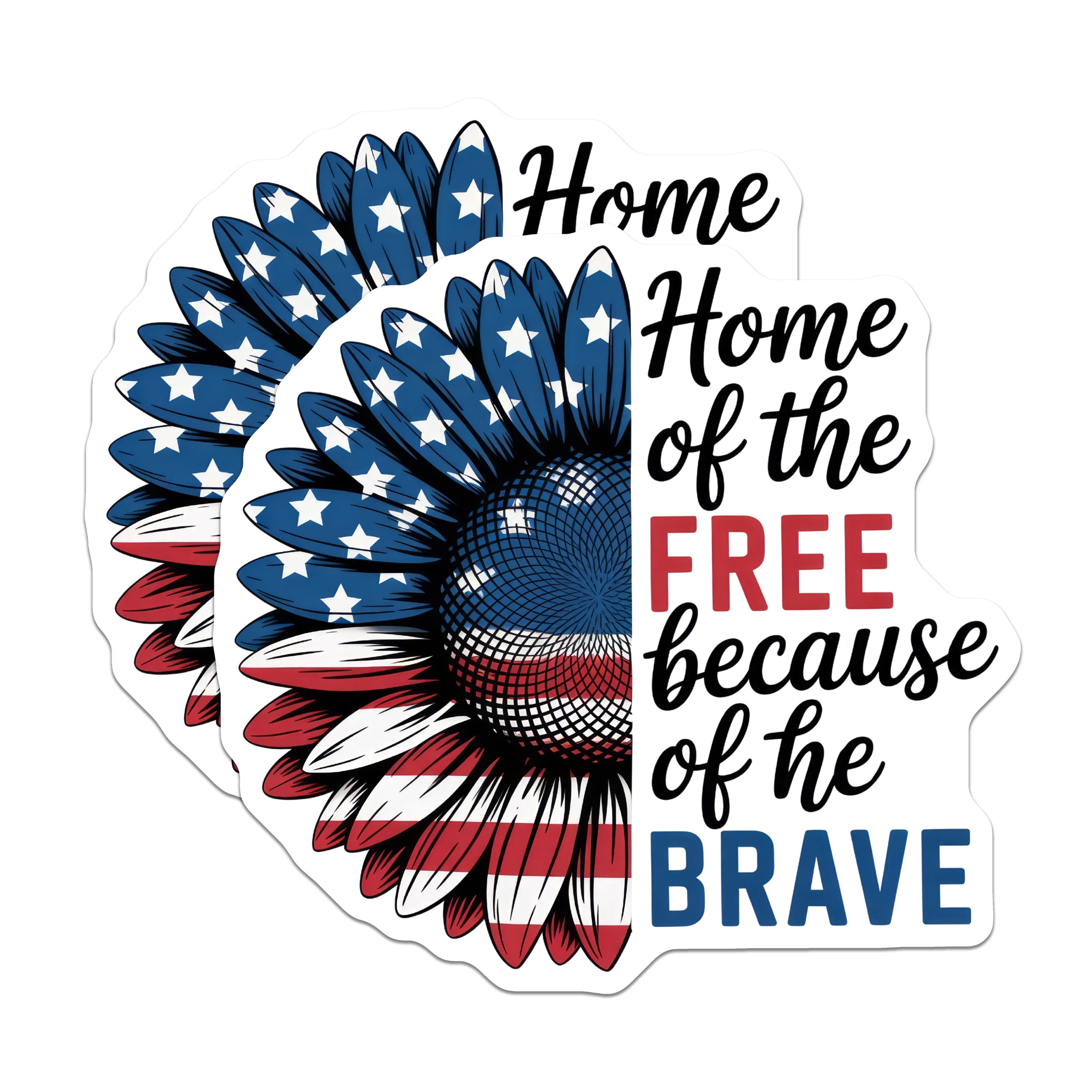 (2 Pack) Patriotic Sunflower Magnets - American Flag Design Home of the Free Brave Decor - Military Veteran Support - 5 Inches On Longest Side - Thick Durable Magnet - Made in USA - MAG37269