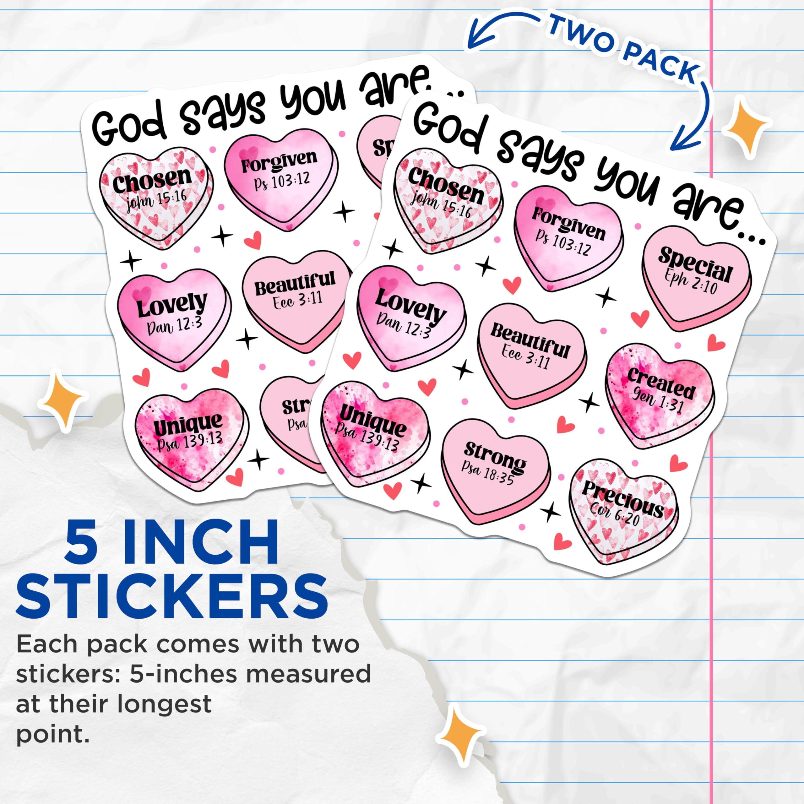 (2 Pack) God Says You are Stickers - Inspirational Quotes Stickers - Religious Affirmation Stickers - 5" On Longest Side - Sticks to Any Smooth Flat Surface - Made in USA - BMCS3398