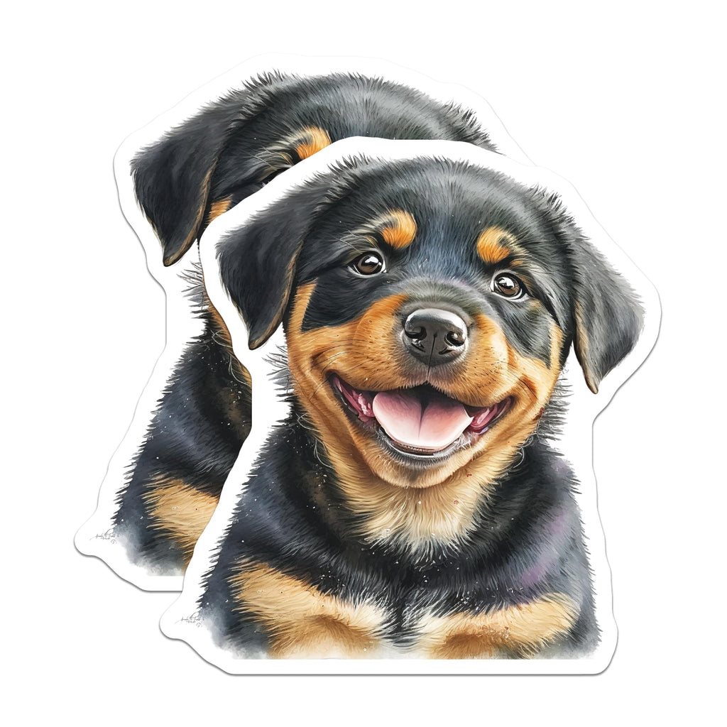 (2 Pack) Rottweiler Puppy Magnets - Smiling Dog Face - Fridge Decor Magnets - 5" On Longest Side - Premium Magnet - for Cars, Refrigerators, Toolboxes, Lockers - Made in USA - MAG14523