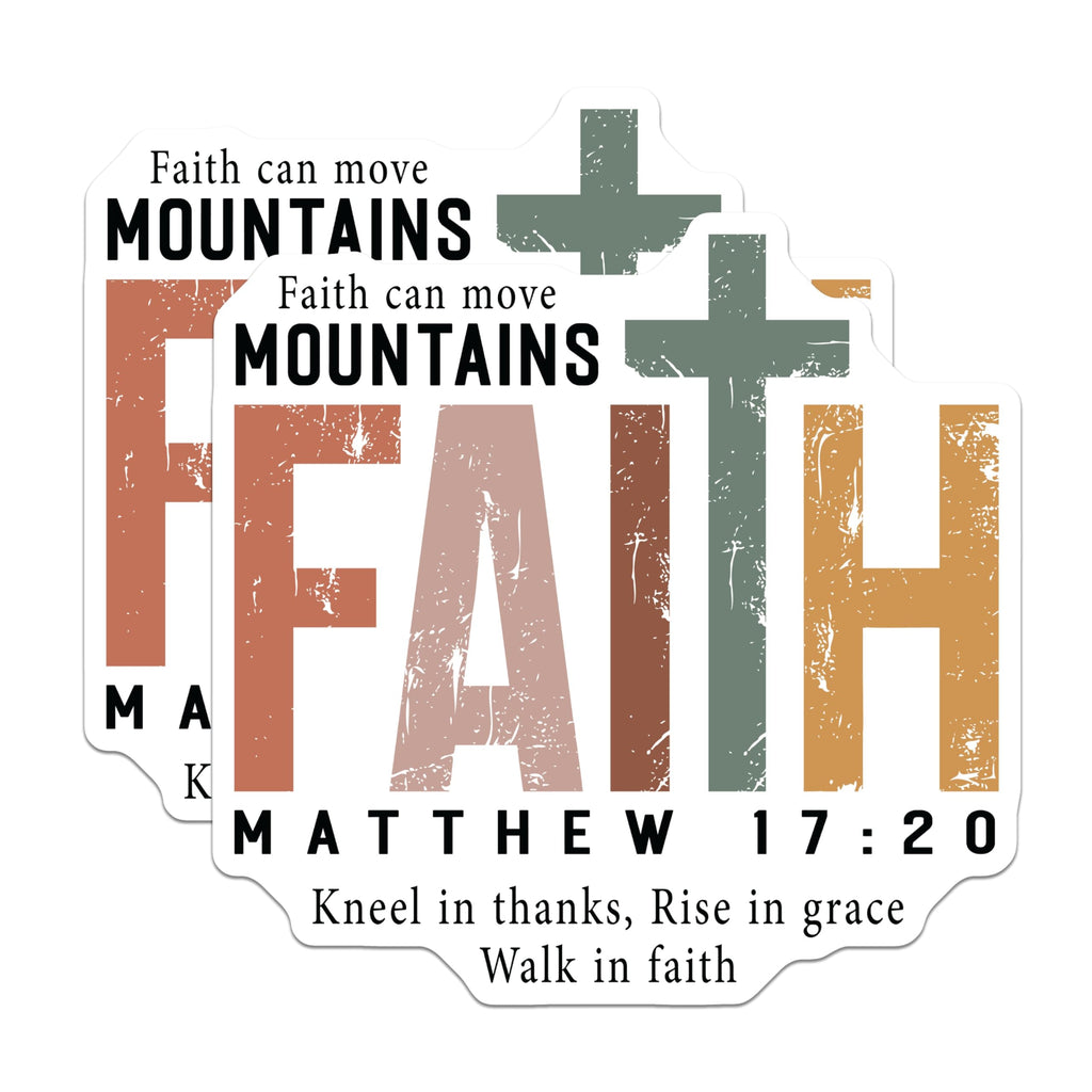 (2 Pack) Christian Faith Magnets - Matthew 17:20 Bible Verse Inspirational Quote - Religious Cross Refrigerator Decals - 5 Inches On Longest Side - Thick Durable Magnet - Made in USA - MAG22058