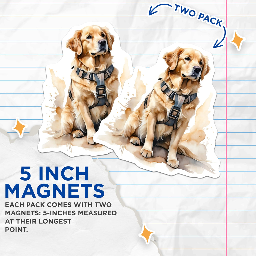 (2 Pack) Golden Retriever Magnets - Dog Breed Decor - Cute Pet Accessories - 5" On Longest Side - Premium Magnet - for Cars, Refrigerators, Toolboxes, Lockers - Made in USA - MAG15067