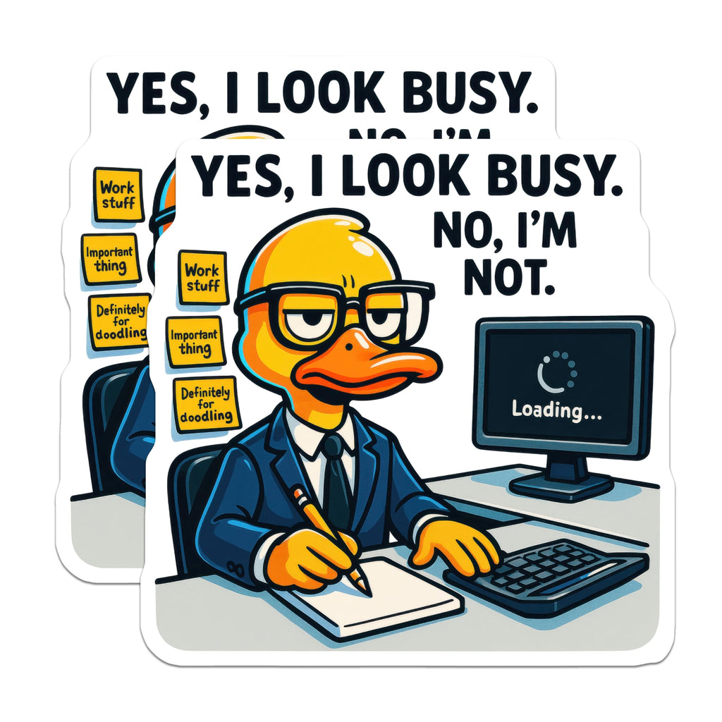 (2 Pack) Funny Office Magnets - Busy Duck Desk Decor - Procrastination Work Humor - 5 Inches On Longest Side - Thick Durable Magnet - Made in USA - MAG22309