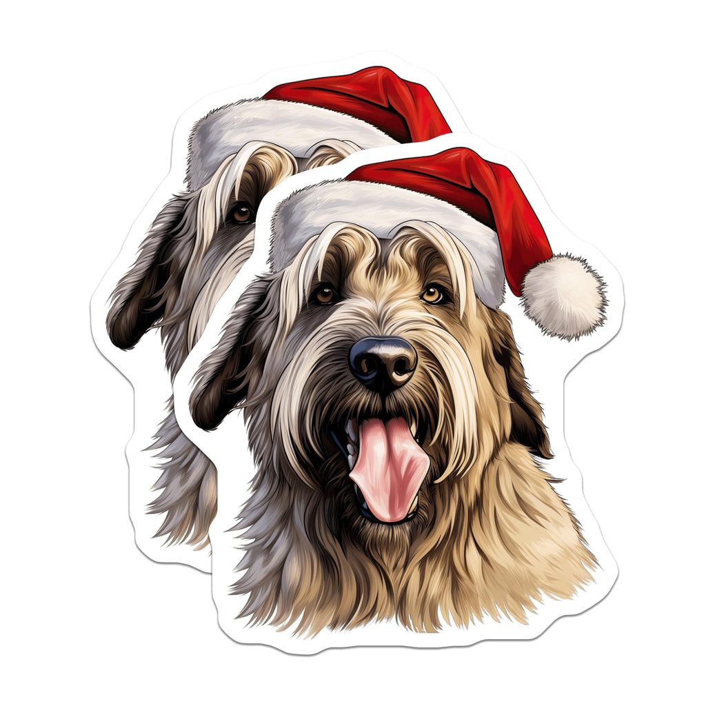 (2 Pack) Christmas Dog Magnets - Santa Hat Pet Decor - Holiday Refrigerator Animal Kitchen - 5 Inches On Longest Side - Thick Durable Magnet - Made in USA - MAG27181