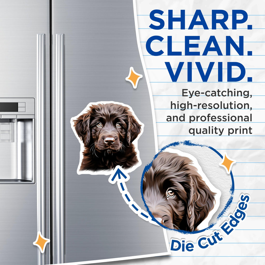 (2 Pack) Brown Puppy Magnets - Adorable Dog Mom Dad Decor - Animal Lover Fridge Locker Accessories - 5 Inches On Longest Side - Thick Durable Magnet - Made in USA - MAG25016