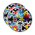 (2 Pack) Puzzle Piece Magnets - Abstract Colorful Design - Refrigerator Locker Art - 5 Inches On Longest Side - Thick Durable Magnet - Made in USA - MAG23356